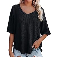 Plus Size Tunic Tops for Women Tops for Women Short Sleeve Summer Fashion Casual Trendy Printed Tee Shirt V Ne