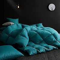 Globon Fusion White Goose Down Comforter Queen Size,Heavy Weight Duvet Insert for Winter,50oz, 680 Fill Power, 100% Cotton Shell with Brushed Finish with Corner Tabs,Turquoise Blue…