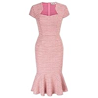 GRACE KARIN Womens Sexy Bodycon Textured Tweed Fishtail Dresses for Graduation Party Rose