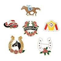 Kentucky Derby Brooch,Horse Brooch Pins Race Horseshoe Brooch Enamel Derby Charm Brooches Jewelry