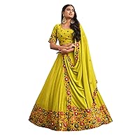 yellow Georgette sequin Sangeet ceremony indian weeding woman's lehenga choli dupatta 7152