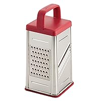 Rachael Ray Tools and Gadgets Stainless Steel Box Grater for Vegetables, Chocolate, Hard Cheeses, and more, Red(9.43 x 8.84 x 8.06 inches)