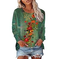 XJYIOEWT Off The Shoulder Tops for Women Women Casual Fashion Round Neck Long Sleeve Tshirt Color Printed Long Sleeve R