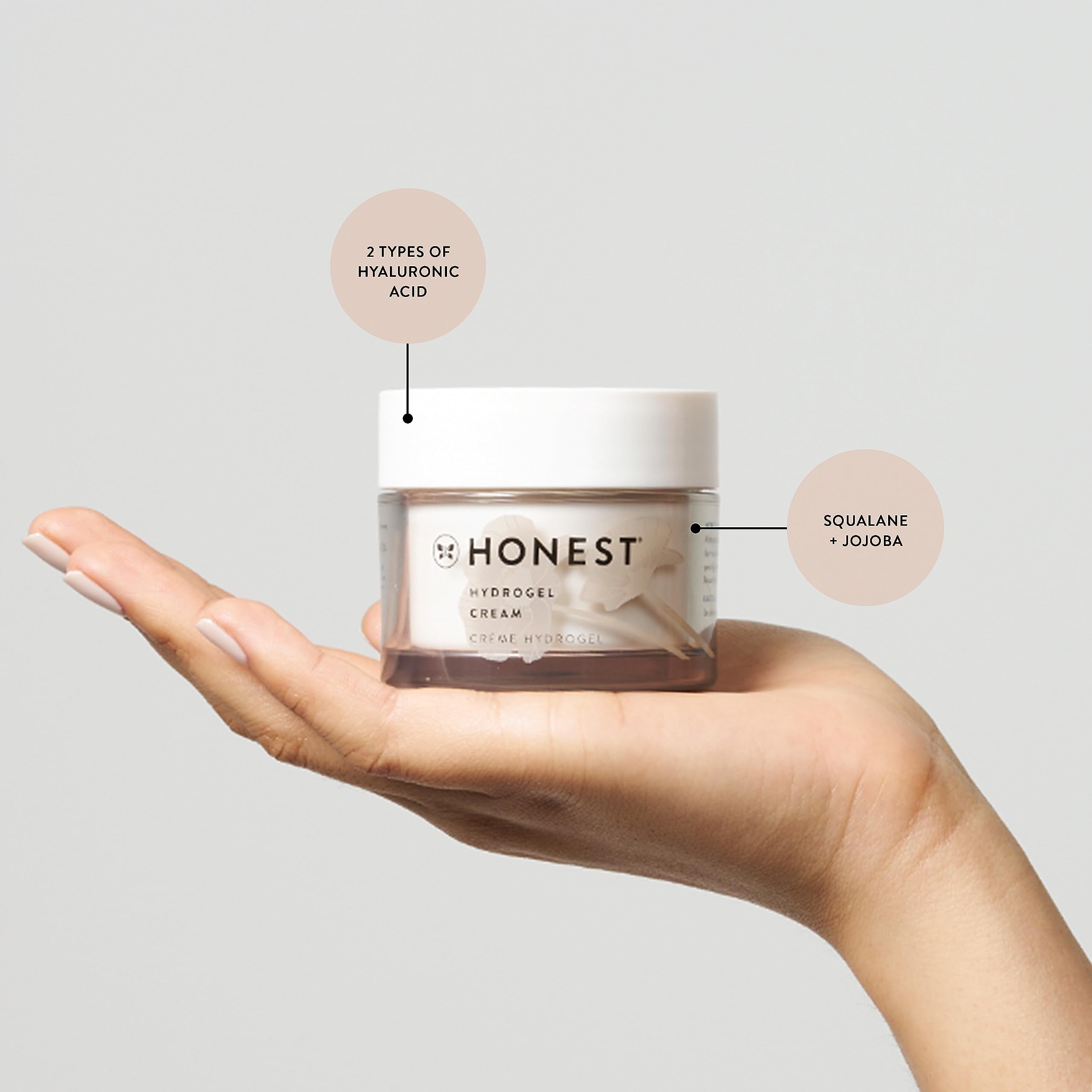 Honest Beauty Hydrogel Cream with Hyaluronic Acid, Jojoba, + Squalane | Oil Free, Lightweight, Moisturizing | EWG Verified, Vegan + Cruelty Free | 1.7 fl oz