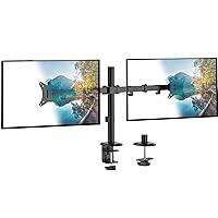 Mount-It! Dual Monitor Mount for Desk, Monitor Arm for 2 Monitors, Adjustable Stand, Tilt Swivel on Double Mounts for Computer Screens up to 32” and 19.8 Lbs, VESA 75x75 and 100x100 C-clamp & Grommet