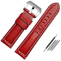 Leather Watch Band for Men, Suitable for Panerai Seiko Citizen Jeep Italian Leather Watch Chain 22mm 24mm 26mm WatchBands (Color : 10mm Gold Clasp, Size : Black Black Clasp)