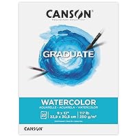Canson Graduate Watercolor Pad, Foldover, 9x12 inch, 20 Sheets | Artist Paper for Adults and Students - Painting, Gouache, Mixed Media and Ink