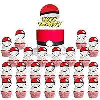 25pcs cartoon ball Cake Topper Cupper Topper,Cartoon Animated Birthday Party Supplies