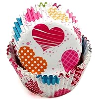 Chef Craft Paper Patterned Cupcake Liners, 50 count, Red/Orange/Yellow/Pink Blue