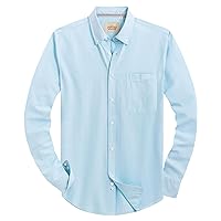 Alimens & Gentle Men's Oxford Button Down Shirt Solid Regular Fit Long Sleeve Shirts with Pocket Aquamarine X-Large