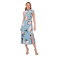 Adrianna Papell Women's Floral Printed Tie Neck Dress