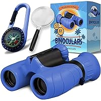 Promora Binoculars for Kids, Set with Magnifying Glass & Compass - Easter Toys, Kids Binoculars for Boys and Girls - Perfect Easter Basket Stuffers for Toddler ! Easter Gifts for 3-12 Years Kids