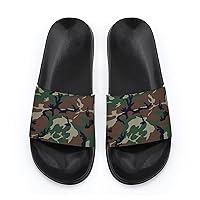 Adult Slippers Black/white Military Camouflage black-style12 6women
