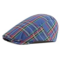 Gudessly Mens Adjustable Colorful Striped Plaid Ivy Newsboy Cabbie Gatsby Golf Hat Flat Cotton Cap Thin Cap