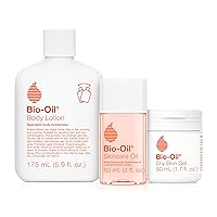 Skincare Set, Trial Kit for Scars, Stretchmarks, and Dry Skin, 3 Pc Travel Size Kit Includes Skin Care Oil, Dry Skin Gel, and Body Lotion, use for Scars, Pregnancy Stretch Marks, and Dry Skin