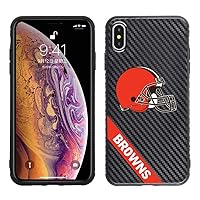 Apple iPhone Xs Max - NFL Licensed Cleveland Browns on Black Carbon Fiber TPU and PC Case