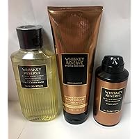 Bath & Body Works - Whiskey Reserve – For Men - 3 pc Bundle - 3-in-1 Hair, Face & Body Wash, Deodorizing Body Spray and Ultimate Hydration Body Cream – 2021