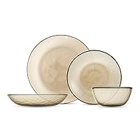 Fortessa Los Cabos Glass 16 Piece Dinnerware Set, Service for 4, Ginger Root