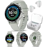 Wearable4 - Garmin Venu 3S GPS Smartwatch, AMOLED Display 41 mm Watch, Health and Fitness Features, Up to 10 Days of Battery, Sleep Coach, Sage Gray with White Earbuds Bundle
