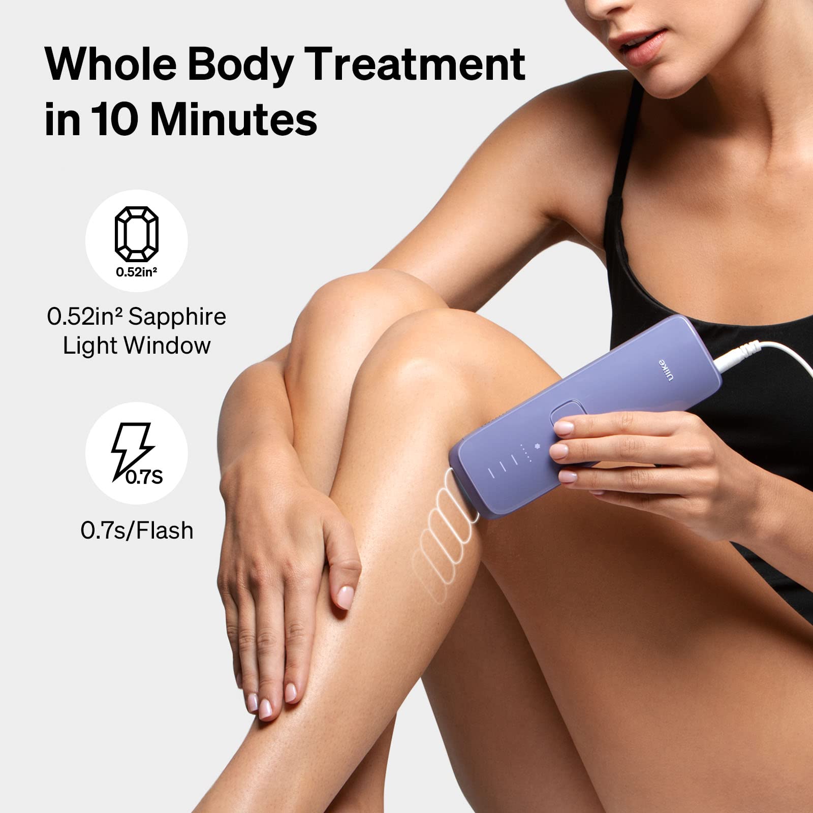 Ulike Laser Hair Removal for Women and Men, Air 3 IPL Hair Removal with Sapphire Ice-Cooling System for Painless & Long-Lasting Result, Flat-Head Window for Body & Face at-Home Use, Purple