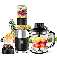 Blender and Food Processor Combo, Blender for Shakes and Smoothies, Personal Blender Small Blender, Suitable for Kitchen, Home, 700W Electric Blender with Mixer Grinder/Blender/Chopper