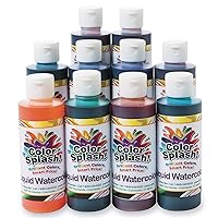 Color Splash! Liquid Watercolor Paint, 10 Vivid Colors, 8-oz Flip-Top Bottles, for All Watercolor Painting, Use to Tint Slime, Clay, Glue, Shaving Cream, Non-Toxic., Multicolor