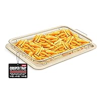 Crisper Tray White marble Coating - 2-Piece Set, Non-Stick Basket Design for Healthier Cooking in Regular Ovens - Make Great Crispy Food, Bacon and More, Extra Large Size 19