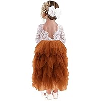 2Bunnies Girl Peony Lace Back A-Line Tiered Tutu Tulle Party Flower Girl Dress