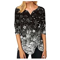 Workout Tops for Women Floral Leopard Printing Shirt Tees Long Sleeves Irregular Hem Tunic Blouses Gradient Fall