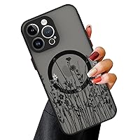 OOK Magnetic for iPhone 12 Pro Max Case [Compatible with MagSafe] Black Wild Flower Slim Translucent Matte Case for iPhone 12 Pro Max Case Camera Lens Protection Cover, Black (6.7