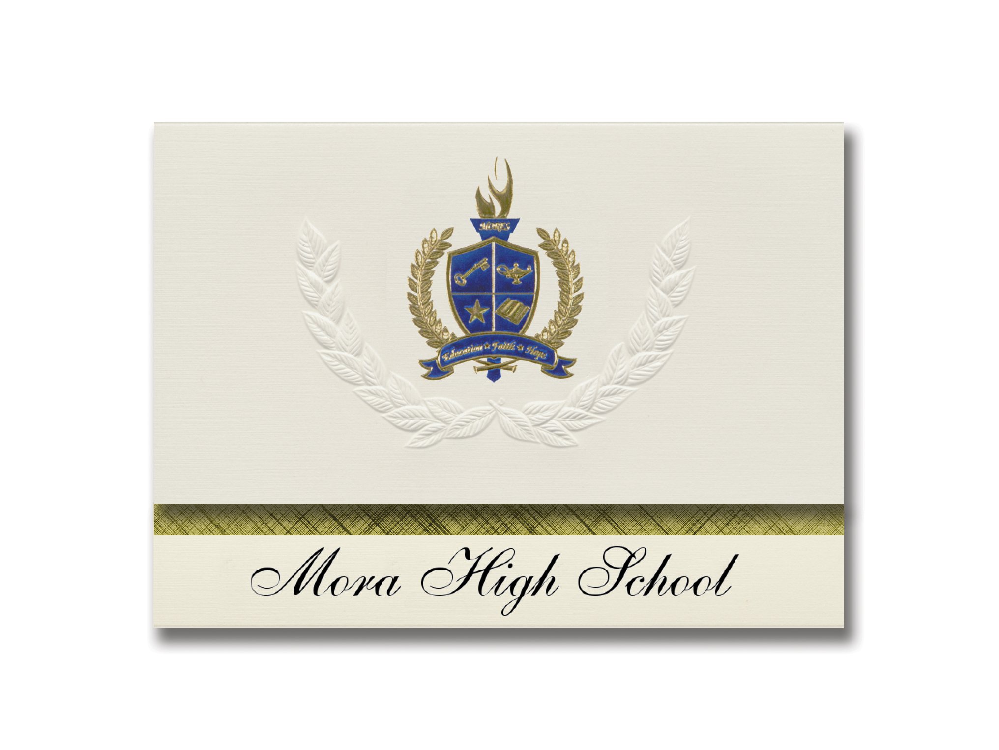 Signature Announcements Mora High School (Mora, NM) Graduation Announcements, Presidential style, Elite package of 25 with Gold & Blue Metallic Foi...
