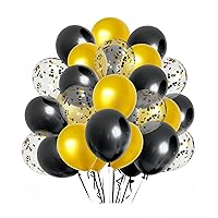 300 Pack Black and Gold Balloons + Black Gold Confetti Balloons - 12 Inch Gold and Black Balloons for Wedding, Anniversary, Birthday Party Black and Gold Party Decorations