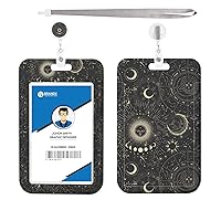 Moon and Sun Badge Holder with Lanyard and Retractable Reel with Clip for Office Nurse Medical Teacher Doctor