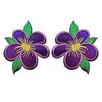 Nipitshop Patches Applique Patch Purple Sunflower Blossom Wild Flowers Embroidery Iron On Flower Appliques for Craft Sewing Clothing