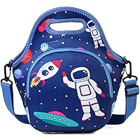 RAVUO Kids Backpack and NeopreneLunch Bag Set, Cute Astronaut Boys School Bookbags Lunch Box for Toddler