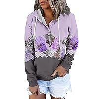 Button Down Sweatshirts For Women Casual Drawstring Hoodies With Pocket Fall Fashion Long Sleeve Loose Clothes
