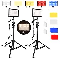 2 Pack LED Video Light, Photography Lighting Kit, 2400-6800K Dimmable Studio Light 97 CRI with Tripod Stand/Color Filters for YouTube/Stream Zoom Call/Vlogging/Video Conference Lighting