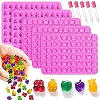 Mity rain 330-Cavity Fruit Snack Molds Silicone Bpa Free, Gummy Candy Molds Chocolate Molds With 5pcs Dropper For Kids, Including Mini Pineapple, Banana, Cherry, Apple, Grape Shape(Set Of 5)