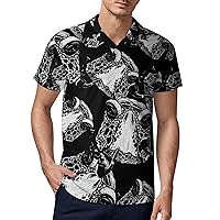 Funny Turtle Pipe Men's Polo Shirt Short Sleeve Sport Shirts Casual Golf T-Shirt for Work Fishing
