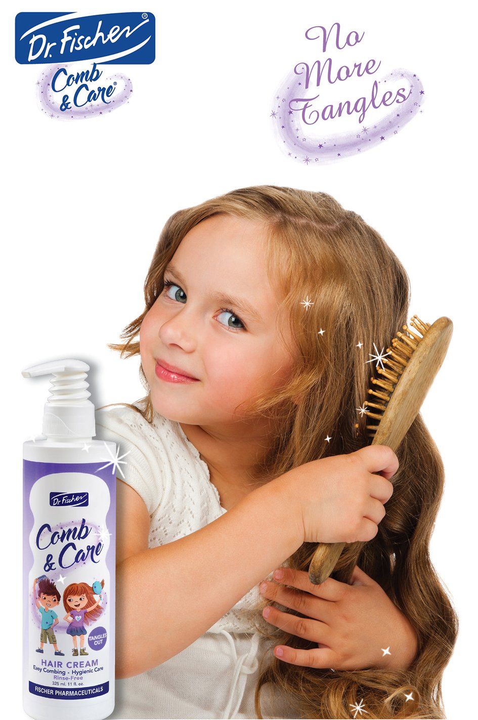 Hair Detangler by Dr. Fischer, Cream Leave-In for Children, Rich in Rosemary Oil and Vitamin B5, For an Easy-To-Comb Hair - 11 fl.oz.