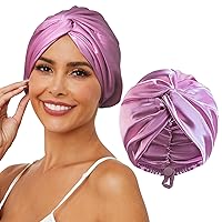 Adjustable Silk Satin Hair Bonnet for Sleeping, Double Layer Hair Wrap Sleep Cap Turban for Women Men, Curly Straight Hair Long Large Braid Unisex (Royal Deep Purple)