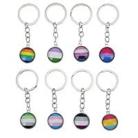 1 Set 8 Pcs Rainbow Metal Pendant Girl Backpack Purse Rainbow Colored Rainbow Party Favor Lesbian Pride Keychain LGBT Gift Keychain Rainbow Keychain Gay Key Bags Woman Unique Glass