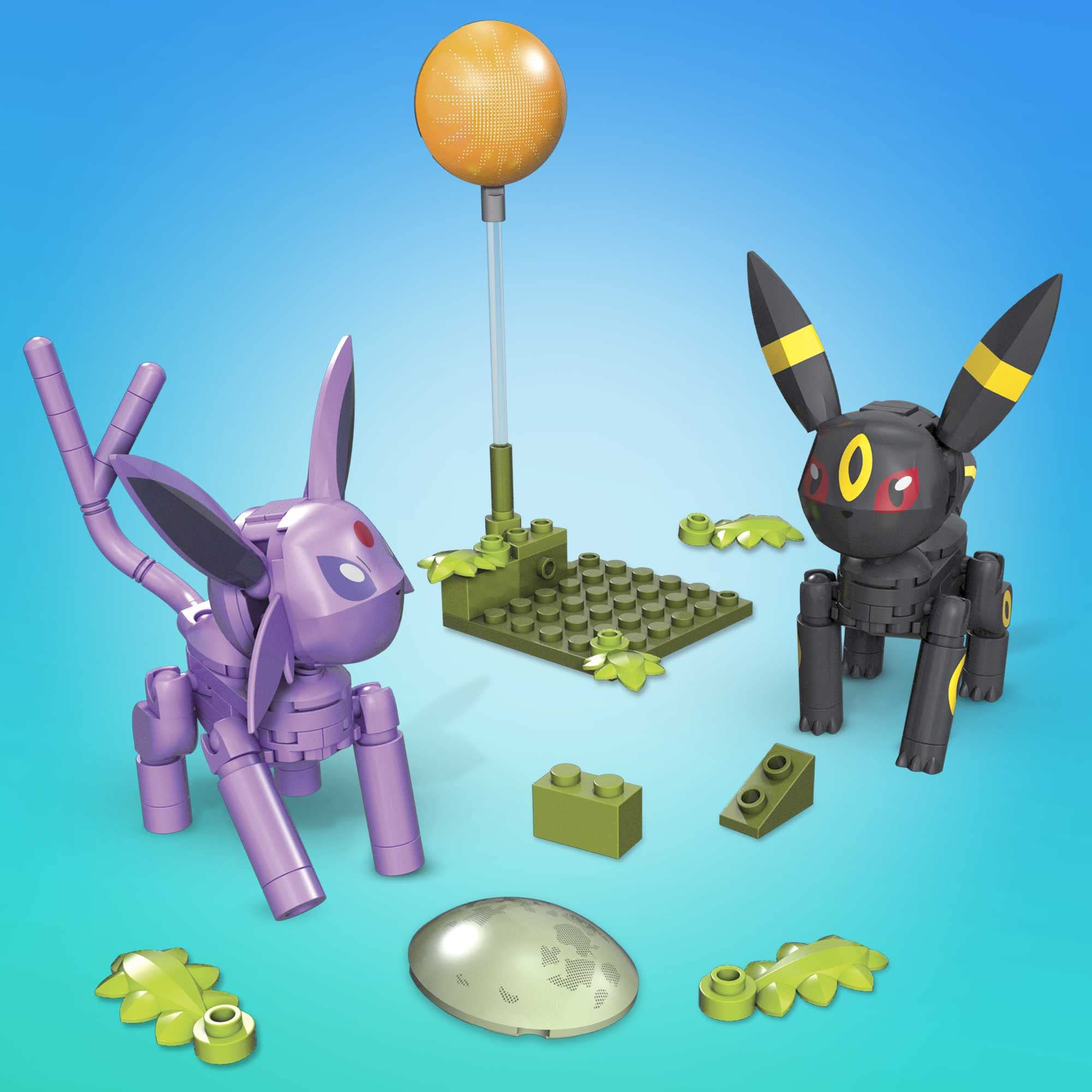 MEGA Pokémon Action Figure Building Toys, Umbreon & Espeon With 122 Pieces, 2 Poseable Characters, 4 Inches Tall, Gift Idea For Kids