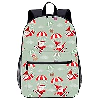Santa Claus Parachute Laptop Backpack for Men Women 17 Inch Travel Daypack Lightweight Shoulder Bag