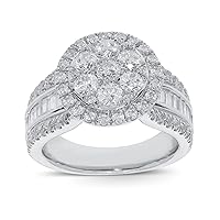 10K WHITE GOLD 2.25 CARAT WOMEN REAL DIAMOND ENGAGEMENT RING WEDDING RING BRIDAL