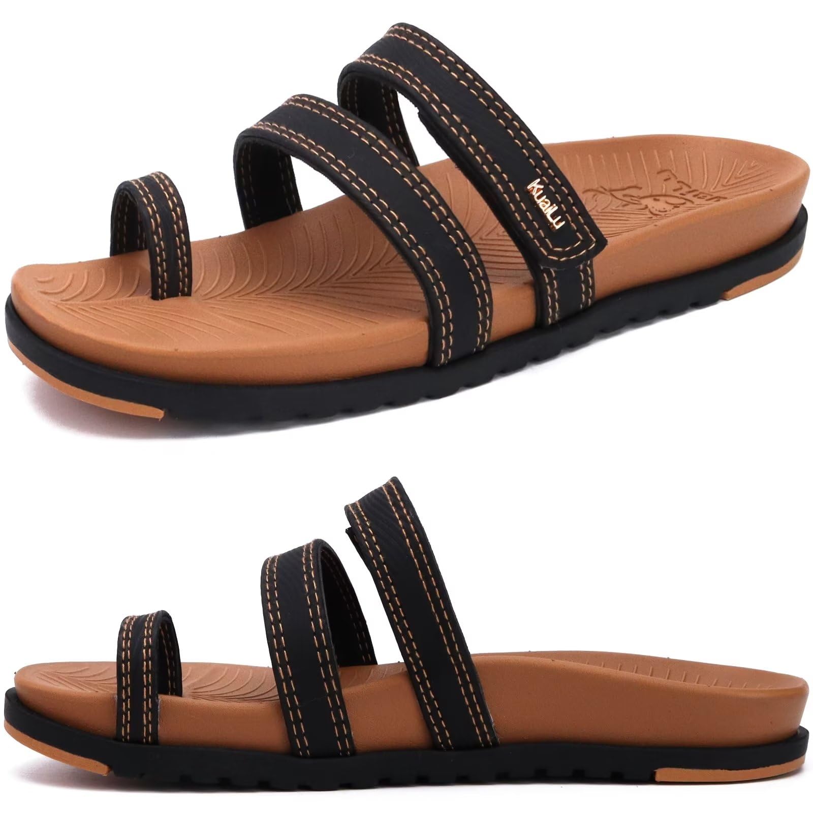 Buy KuaiLu Womens Slides Sandals with Plantar Fasciitis Arch Support  Fashion Comfort Adjustable Flat Sandals Ladies Lightweight Orthotic Slip on  Sandals