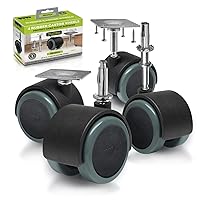 CB681 2 Inch Floor Protector Rubber Caster Wheels (Set of 4) 5/16 Inch Stem or Top Plate Mounting Options - Black/Gray Green