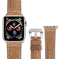 CoverKingz Leather Strap Compatible with Apple Watch Strap 42 mm/44 mm/45 mm/49 mm - Replacement Strap for Apple Watch Series Ultra/8/7/6/SE/5/4 - Strap with Pin Buckle - Leather Strap in Retro Look - Brown