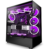 KEDIERS PC Case 4 PWM ARGB Cases Fans,E-ATX Mid Tower Gaming Computer Case with 2*Tempered Glass, USB3.0 * 2,Black,G900