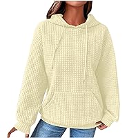 Hoodies for Women Casual Long Sleeve Drawstring Pullover Tops Loose Hooded Sweatshirt Tops with Pocket